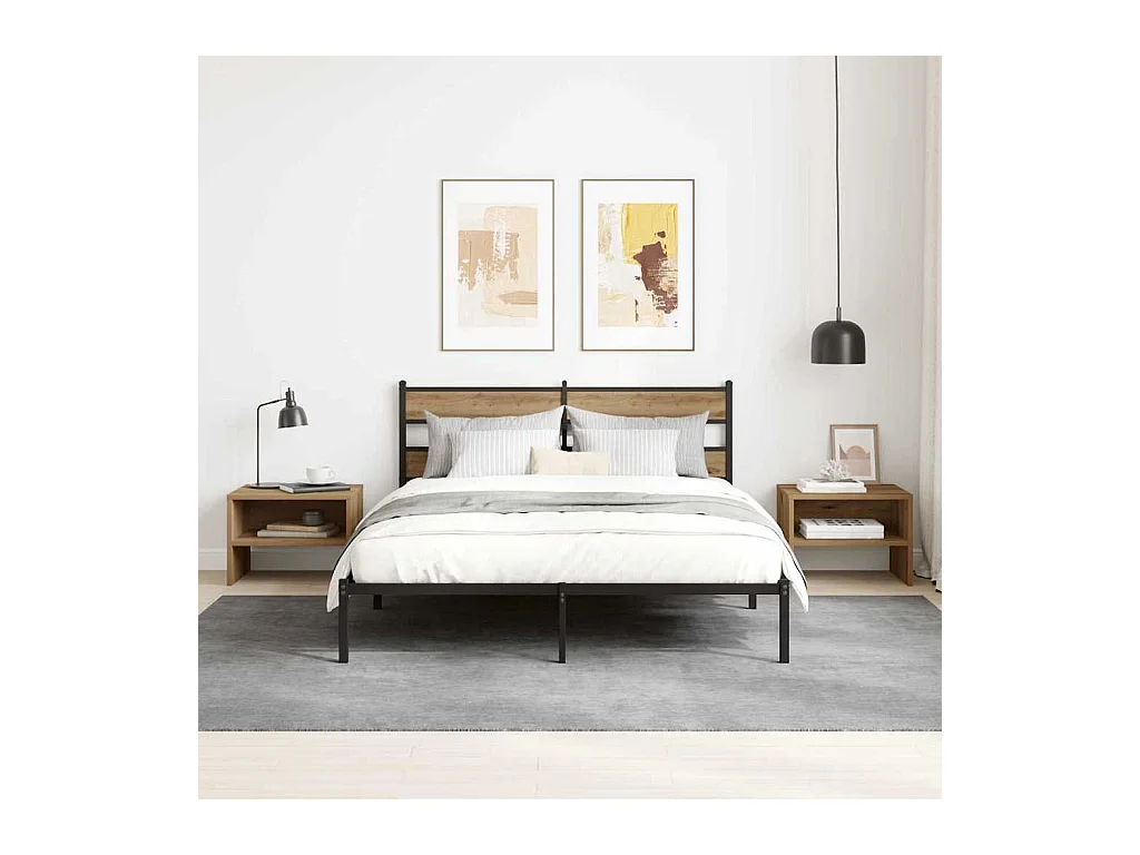 Mesita de Noche | Mesa auxiliar | Armario de Noche 2 uds. Roble artisan 40x40x30 cm