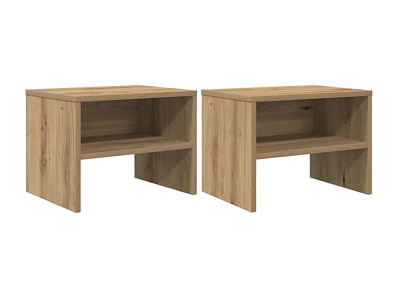 Lot de 2 Tables de chevet chêne artisanal 40x40x30 cm