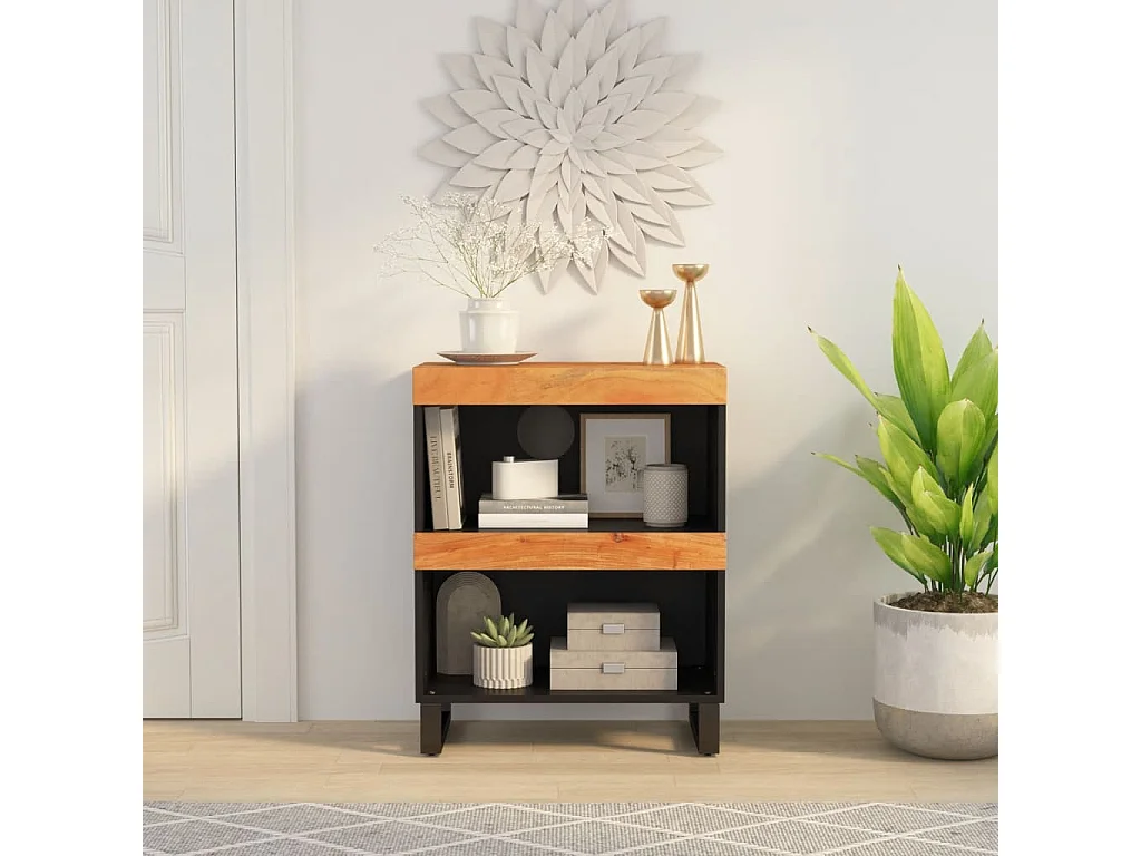 Mueble de almacenaje | Armario auxiliar madera maciza de acacia 60x33x75 cm