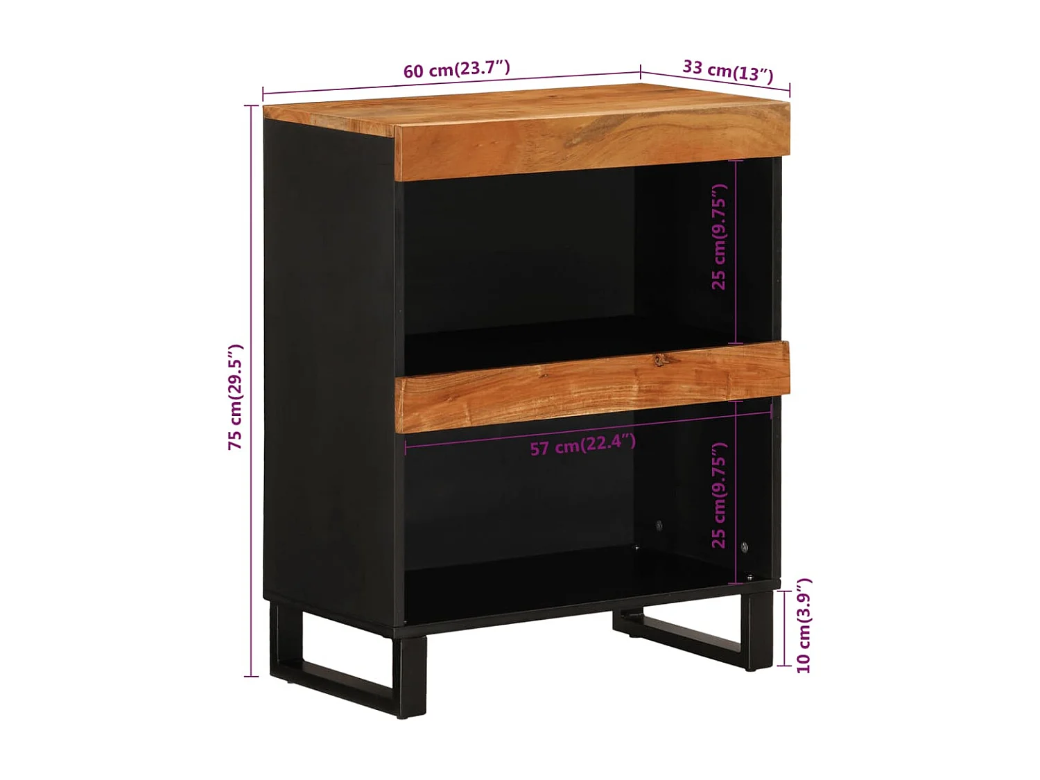 Nachttisch-Beistelltisch 60x33x75 cm Massivholz Akazie SHL32309