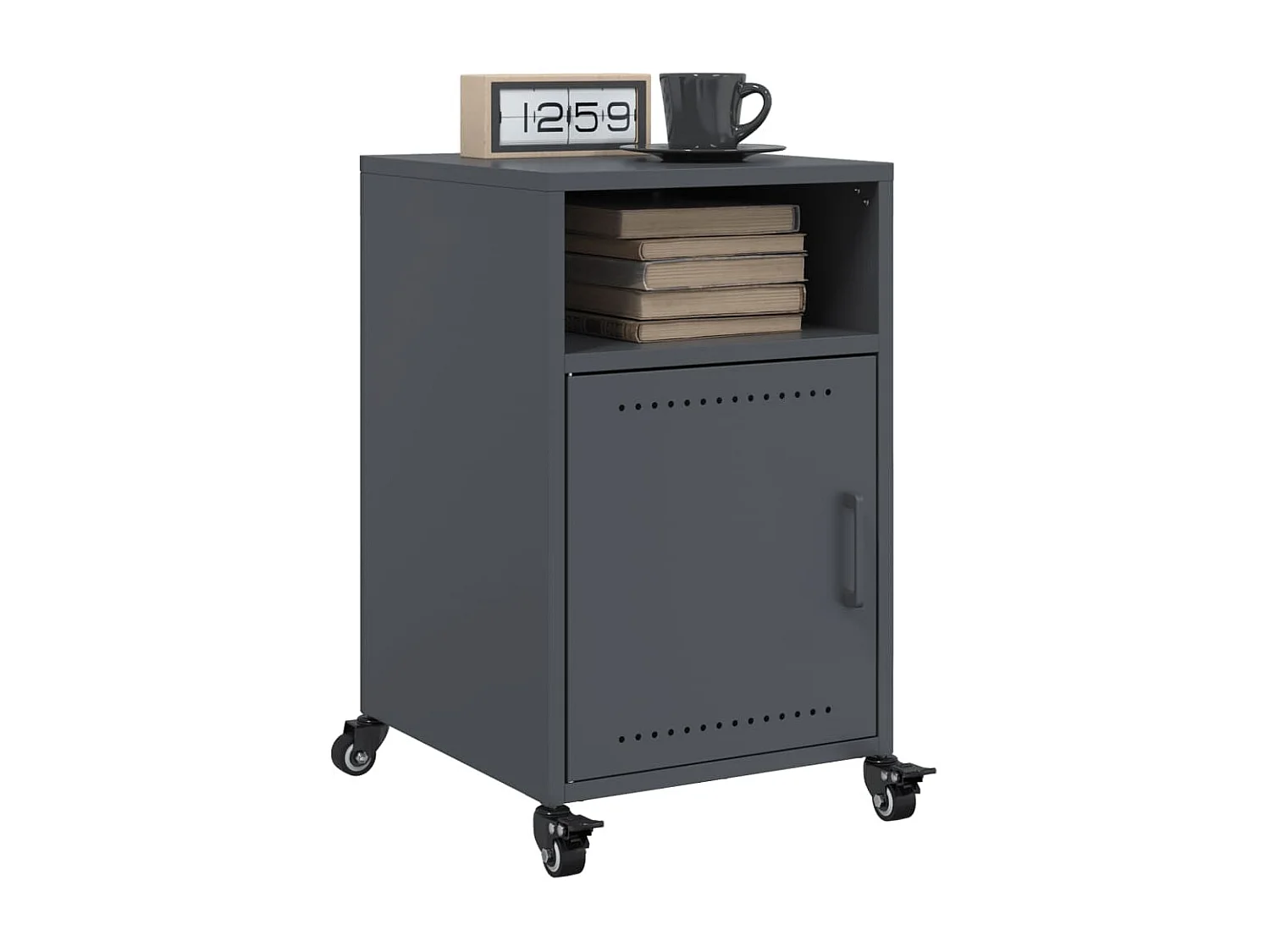 Nachttisch 2er Set-Beistelltisch-Nachttischkommode Anthrazit 36x39x59 cm Stahl SHL72187