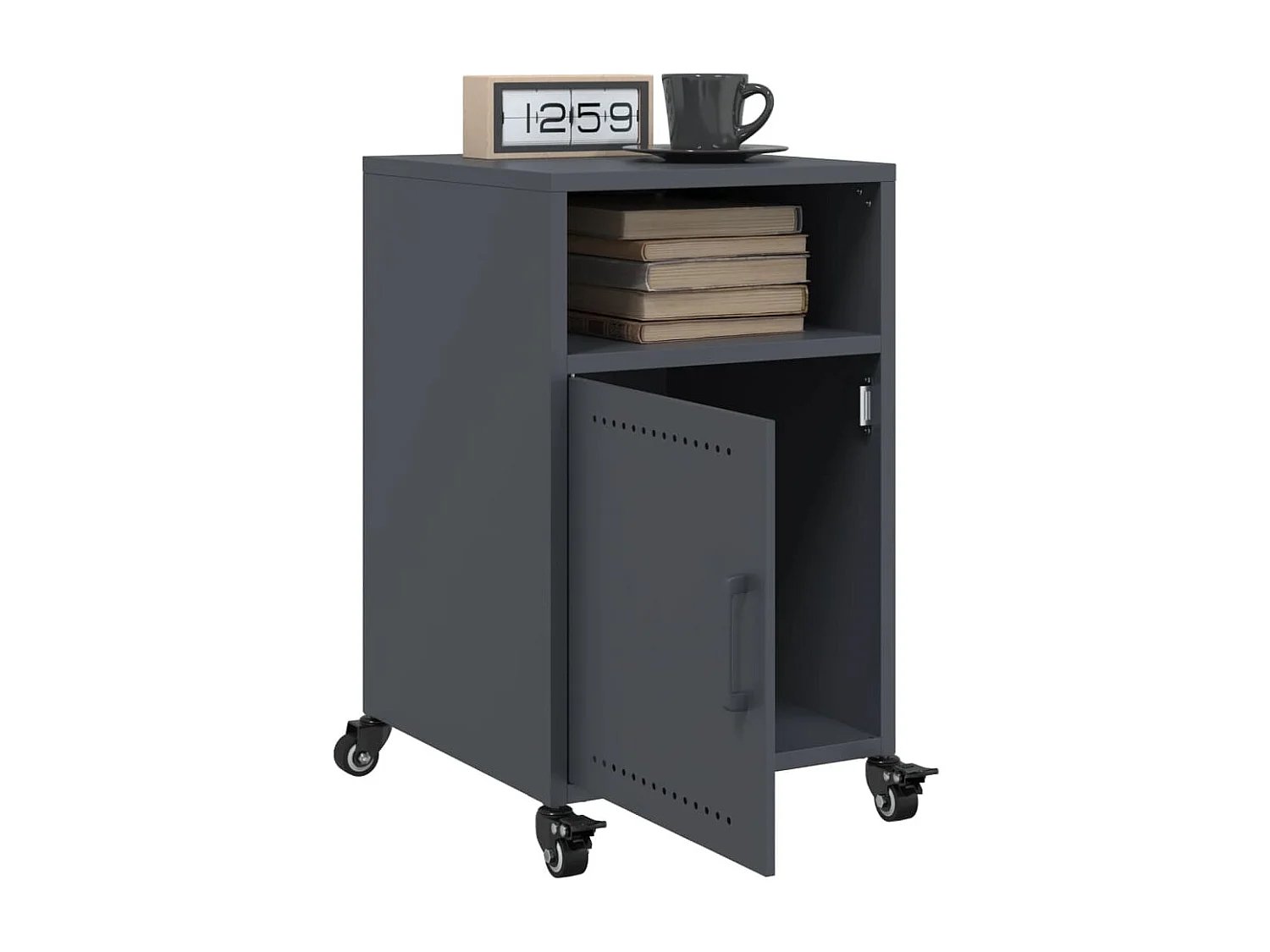 Nachttisch 2er Set-Beistelltisch-Nachttischkommode Anthrazit 36x39x59 cm Stahl SHL72187