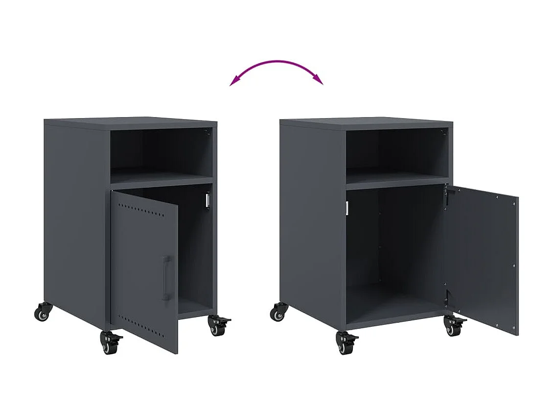 Nachttisch 2er Set-Beistelltisch-Nachttischkommode Anthrazit 36x39x59 cm Stahl SHL72187