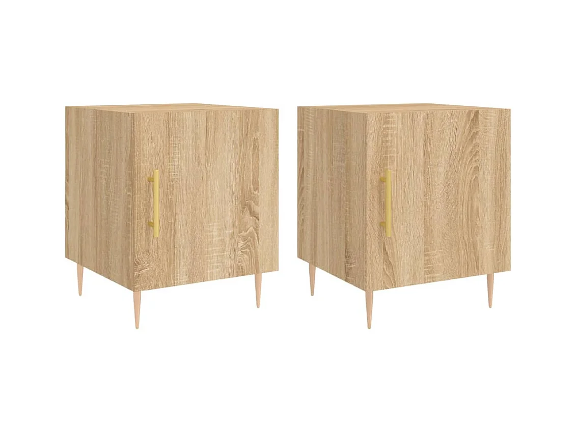 Mesitas de noche | Mesilla de noche 2 uds madera ingeniería roble Sonoma 40x40x50 cm