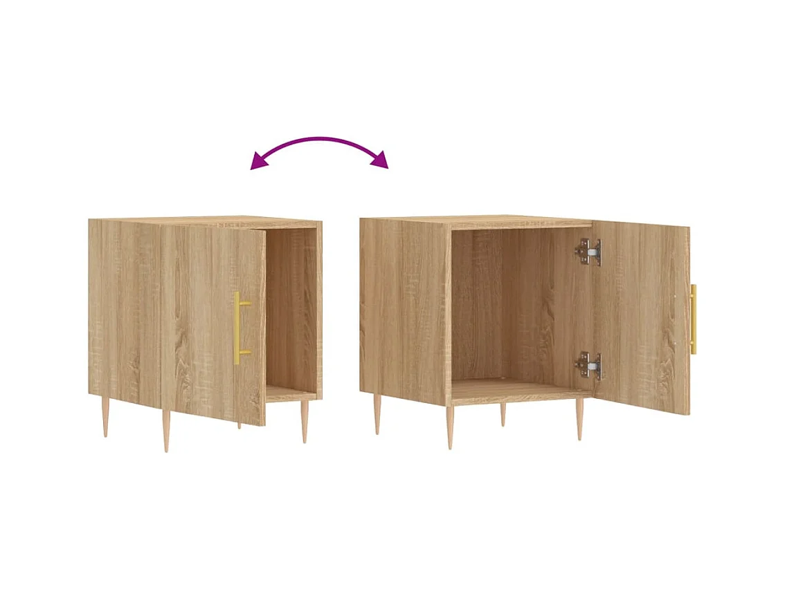 Mesitas de noche | Mesilla de noche 2 uds madera ingeniería roble Sonoma 40x40x50 cm