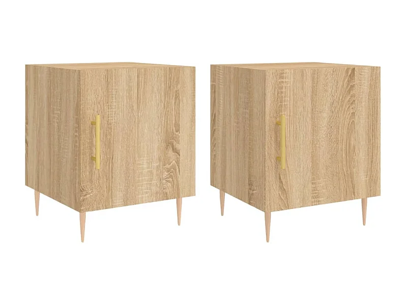 Lot de 2 Tables de chevet Étroite avec Étagère de rangement chêne sonoma 40x40x50 cm bois ingénierie