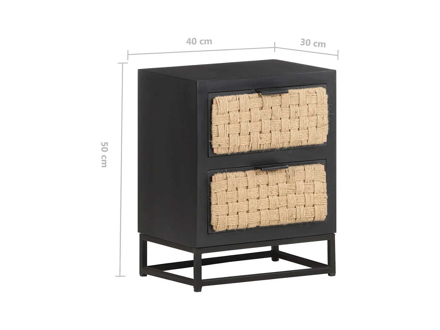 Mesita de noche | Mesilla de noche de madera maciza de mango 40x30x50 cm