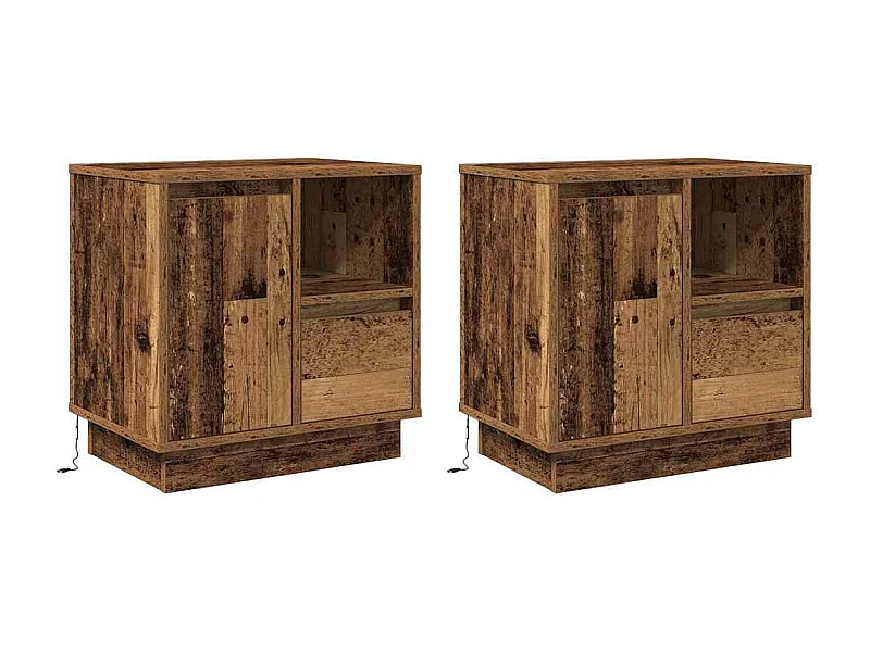 Mesita de Noche | Armario de Noche 2 uds Madera Vieja 50x34.5x50 cm.