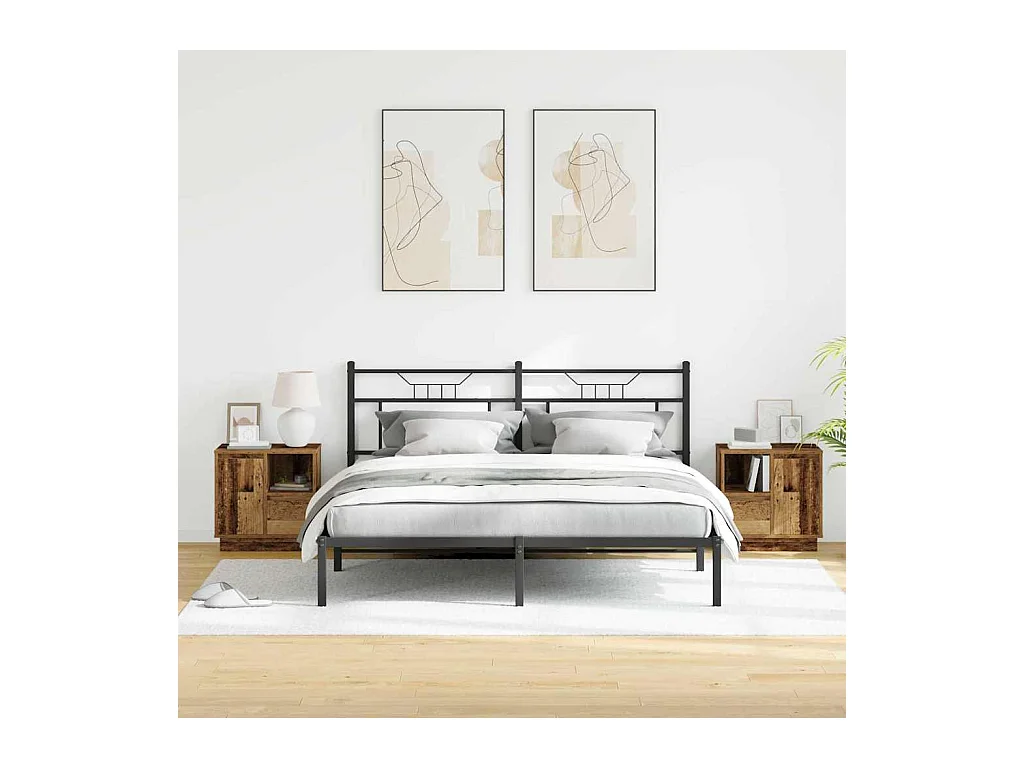 Mesita de Noche | Armario de Noche 2 uds Madera Vieja 50x34.5x50 cm.