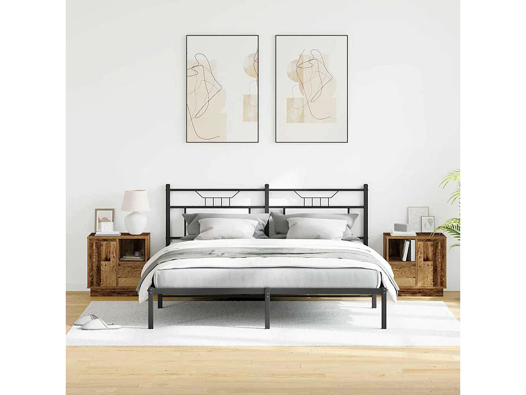 Mesa de Cabeceira Moderna 2 Peças Madeira Antiga 50x34.5x50 cm.