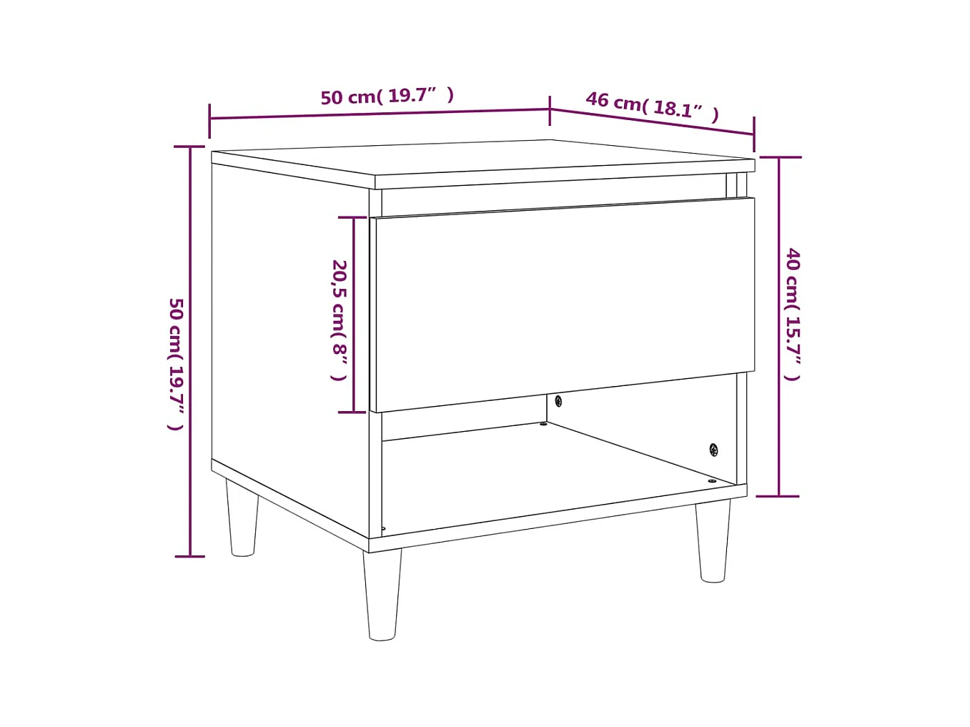 Table de chevet-Table d'appoint-Table de nuit Sonoma gris 50x46x50 cm Bois d'ingénierie