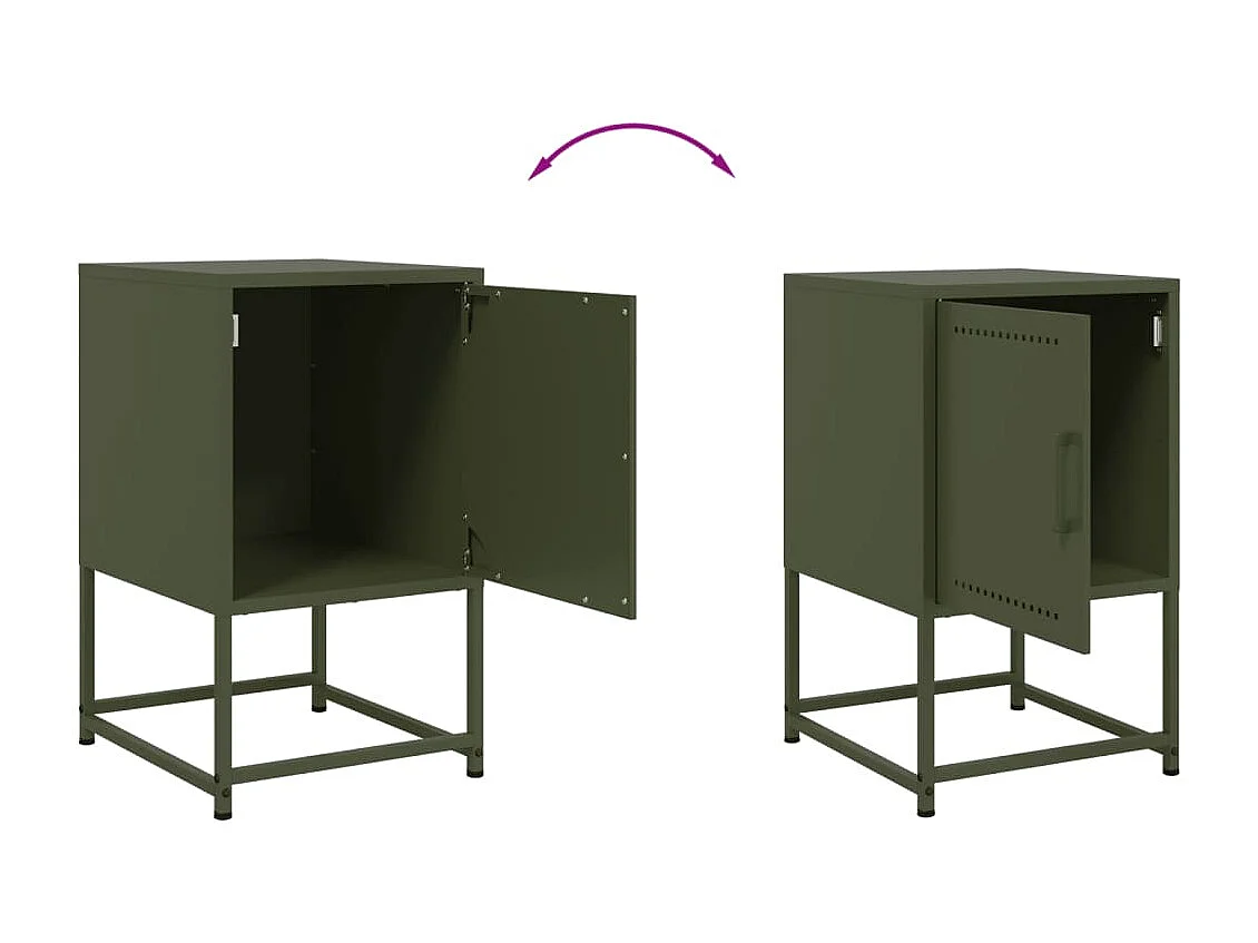 Nachttisch 2er Set-Beistelltisch-Nachttischkommode Olivgrün 36x39x60,5 cm Stahl SHL26059