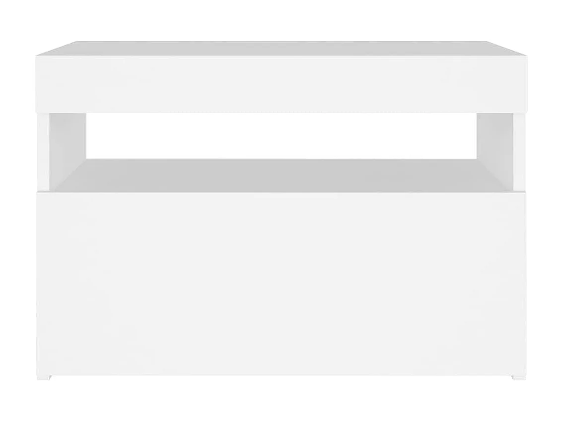 Mesita de noche | Mesilla de noche con luces LED contrachapada blanco 60x35x40 cm