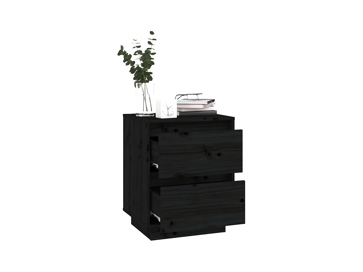 Mesitas de noche | Mesilla de noche 2 uds madera maciza de pino negro 40x35x50 cm