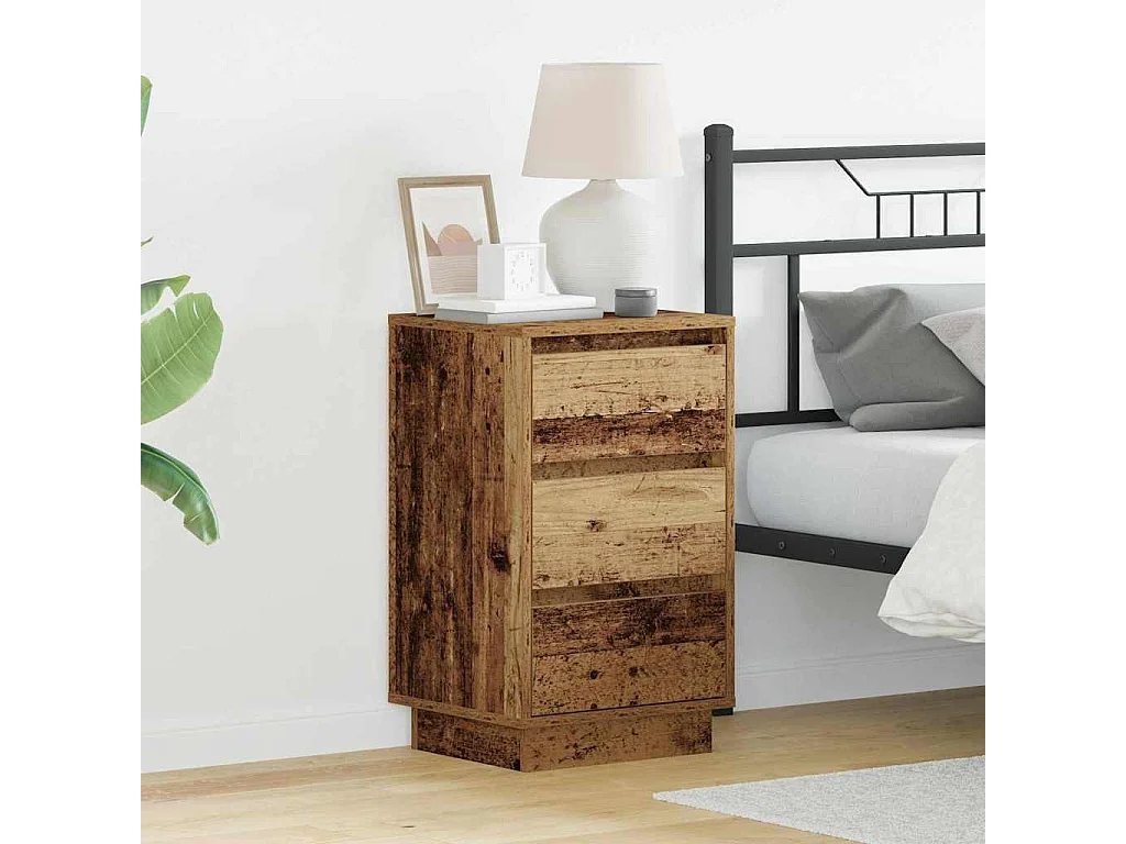 Mesita de Noche | Armario de Noche con cajón con Madera Vieja 39x34.5x65 cm