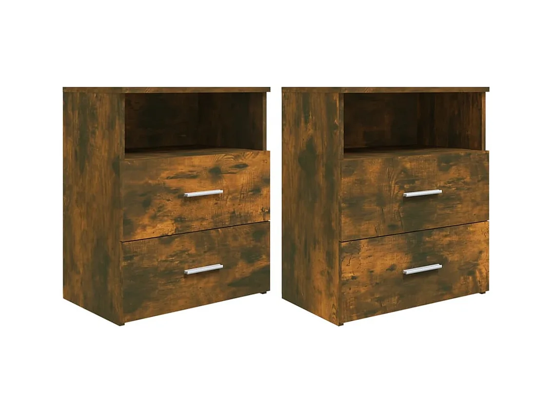 Mesitas de noche | Mesilla de noche 2 uds color roble ahumado 50x32x60 cm