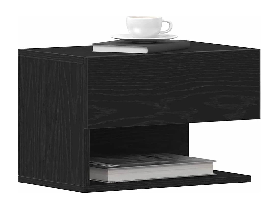 Mesita de Noche | Armario de Noche 2 uds con cajón Roble negro 46x29.5x30 cm