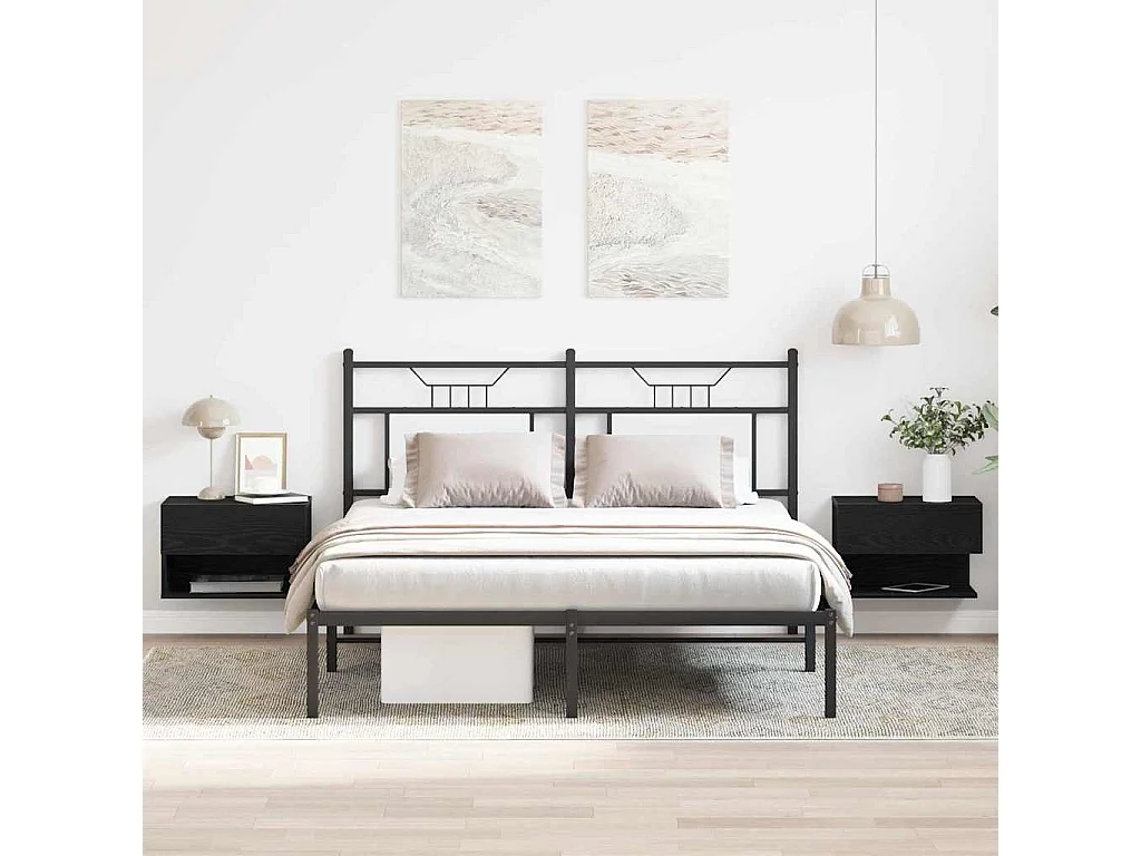 Mesita de Noche | Armario de Noche 2 uds con cajón Roble negro 46x29.5x30 cm