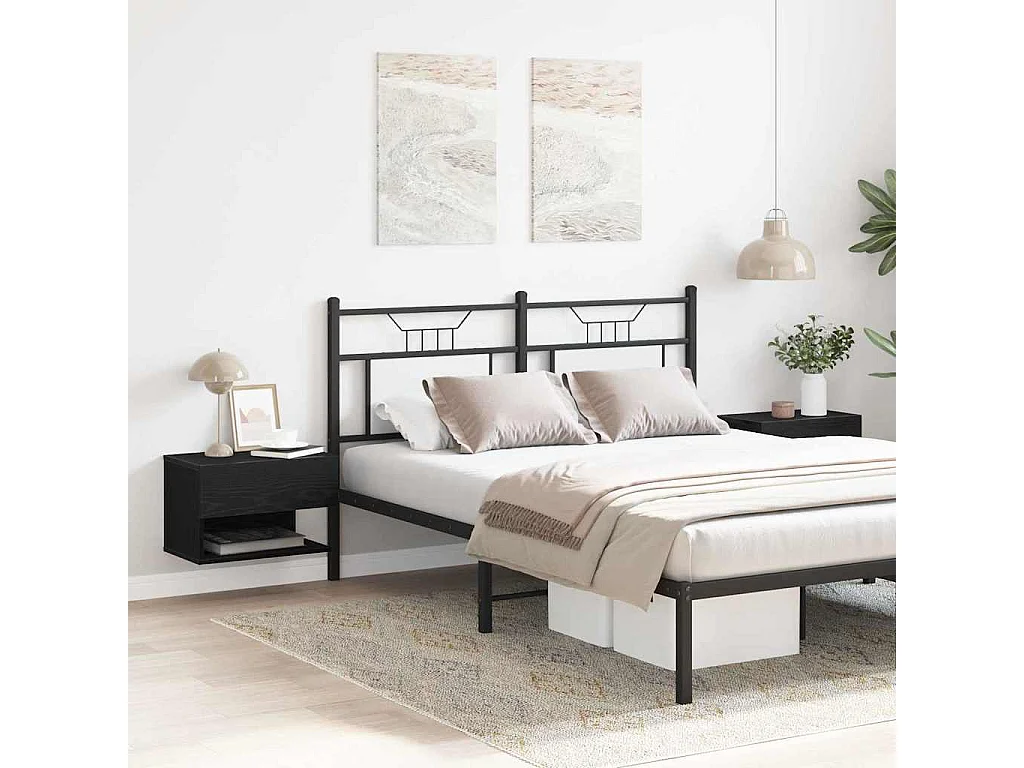 Mesita de Noche | Armario de Noche 2 uds con cajón Roble negro 46x29.5x30 cm