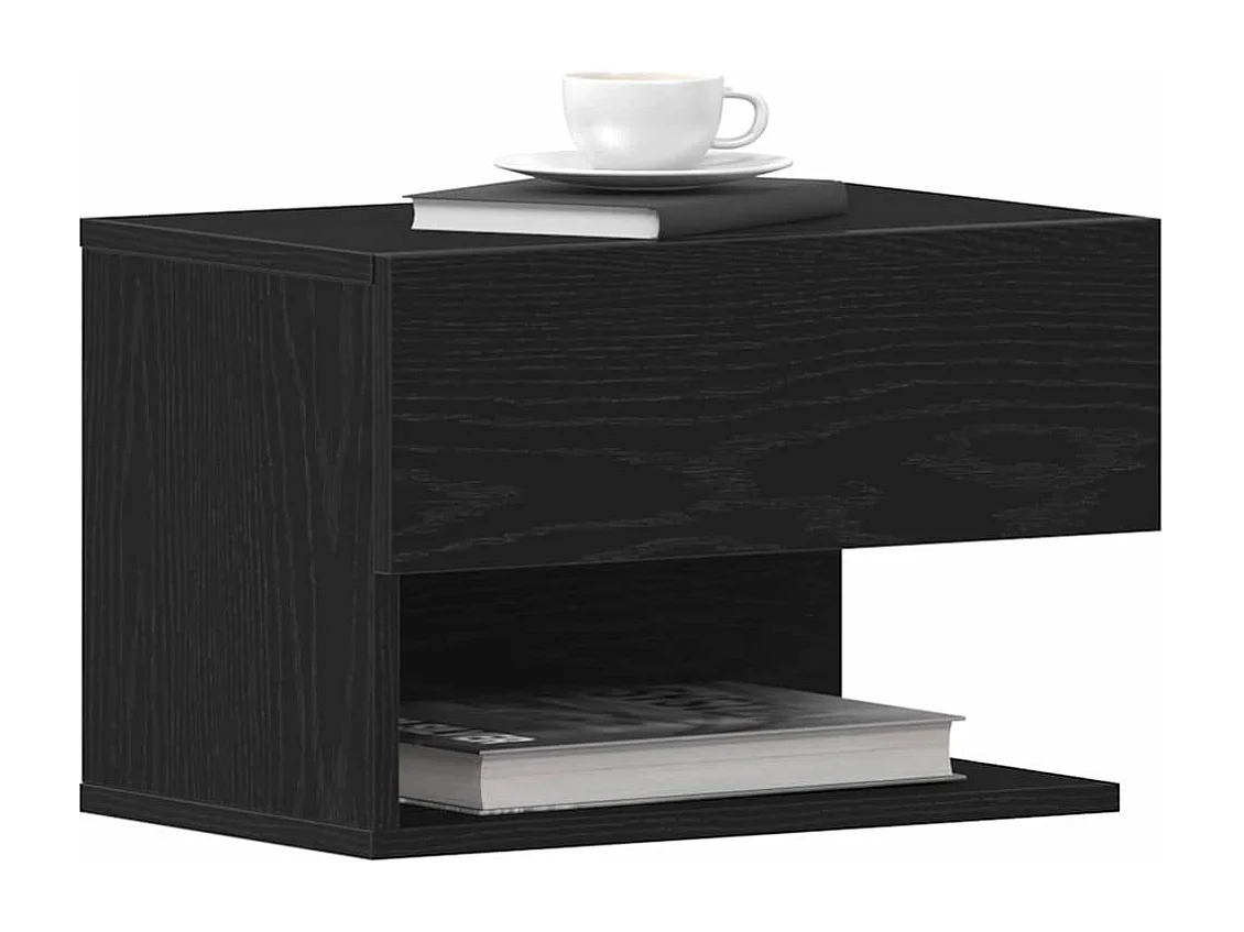 Mesita de Noche | Armario de Noche 2 uds con cajón Roble negro 46x29.5x30 cm