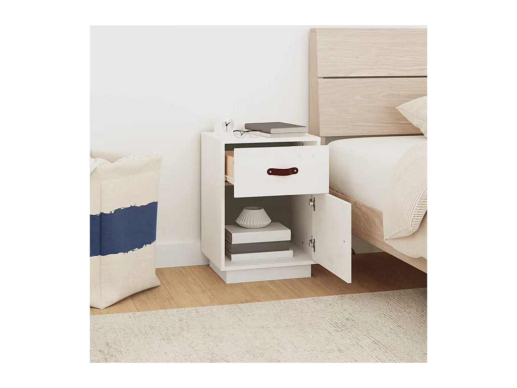 Mesitas de noche | Mesilla de noche 2 uds madera maciza pino blanco 40x34x55 cm