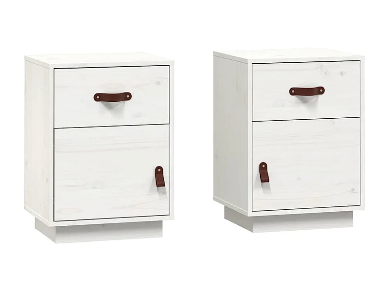Tables de chevet lot de 2 avec tiroirs Blanc 40x34x55 cm Bois de pin massif