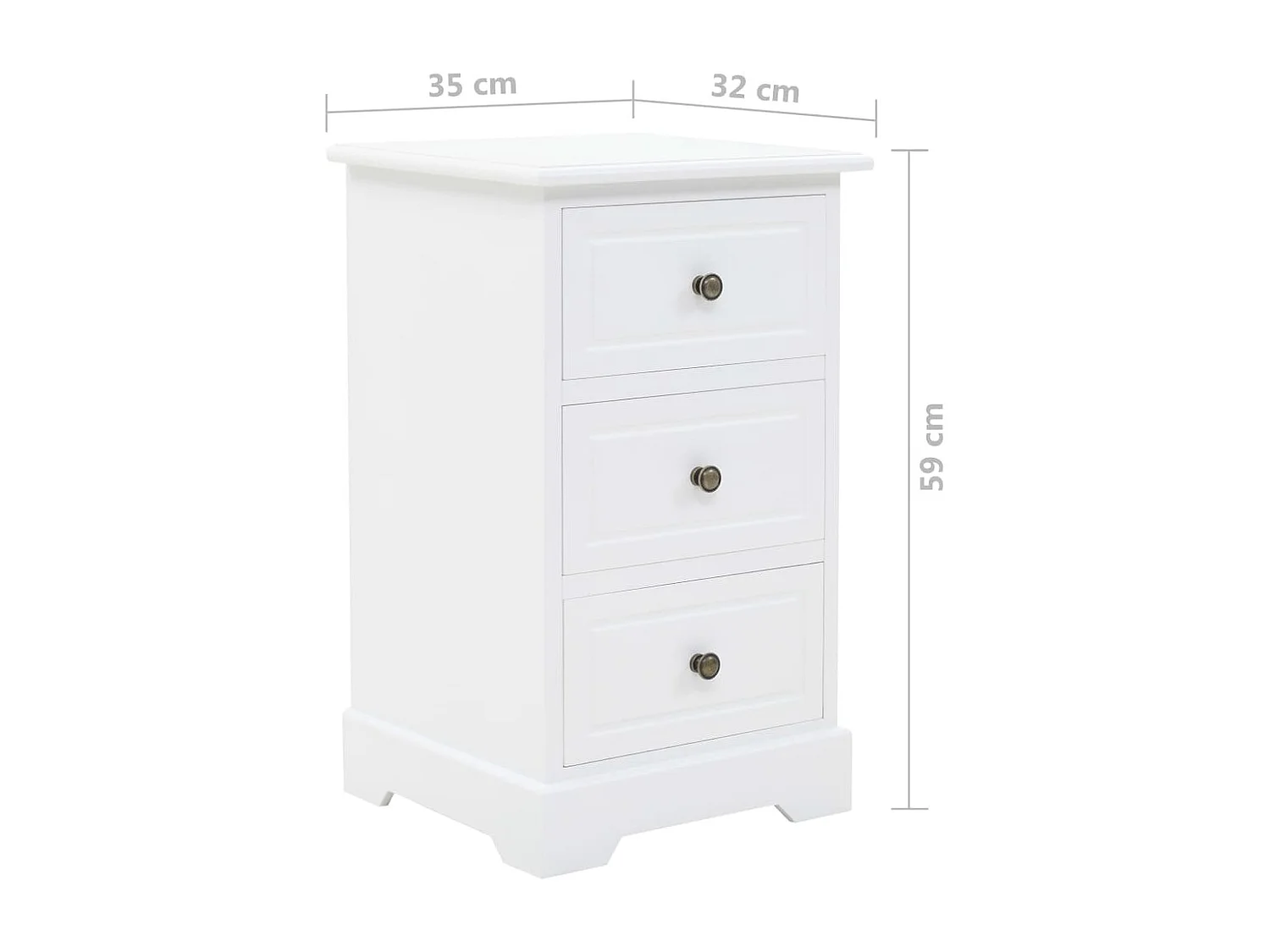 Nachttisch-Beistellschrank MDF und Kiefernholz 35x32x59 cm SHL39523