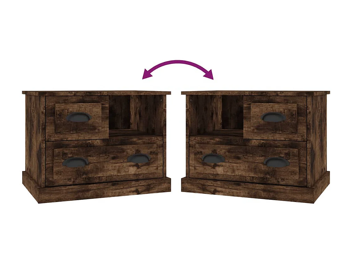 Nachttisch-Beistelltisch Räuchereiche 60x39x45 cm SHL42561