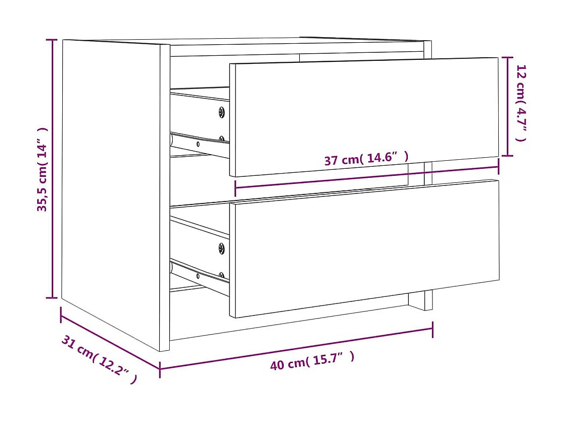 Nachttisch-Beistelltisch 40x31x35,5 cm Massivholz Kiefer SHL88398