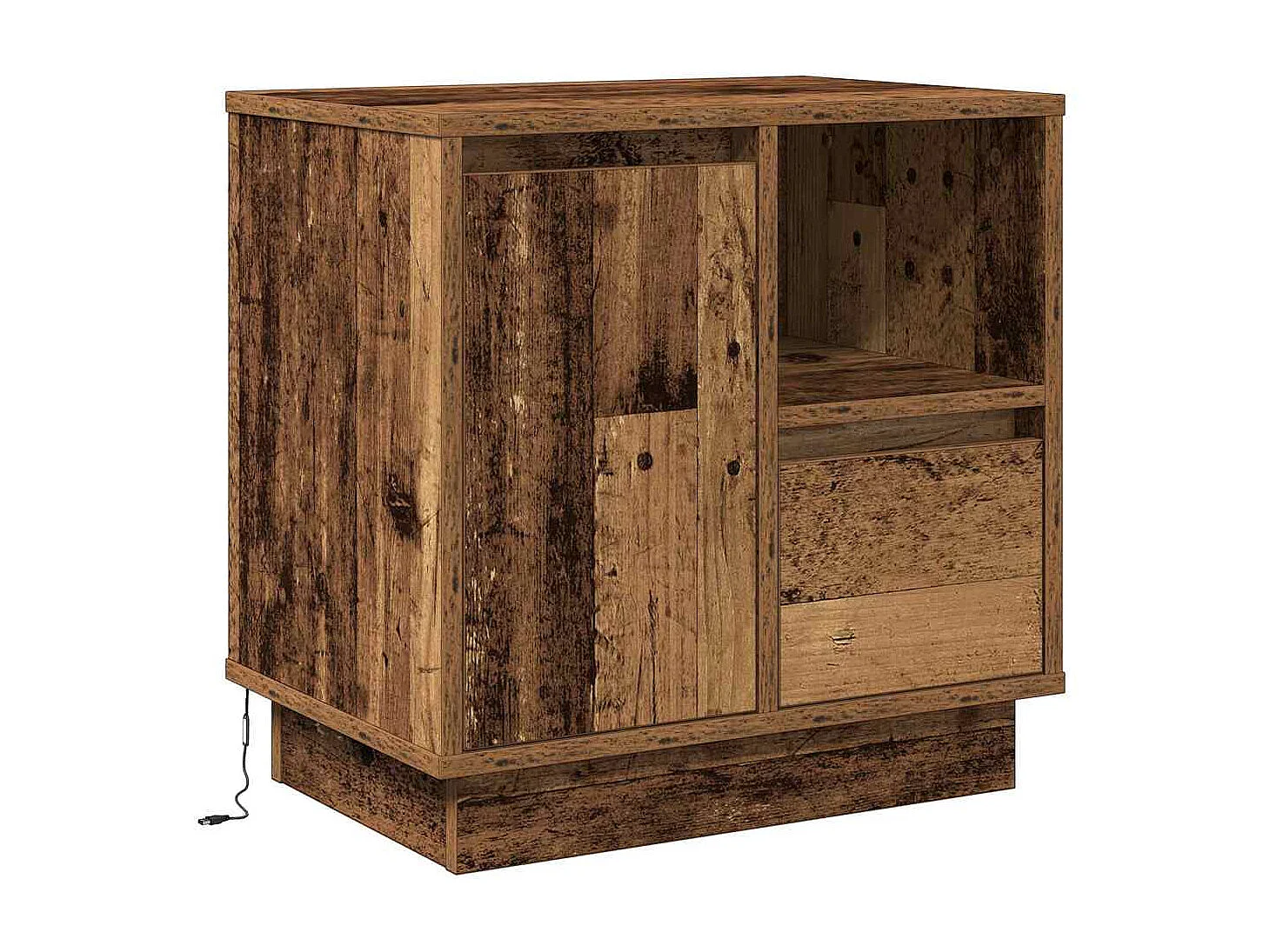 Lot de 2 Tables de chevet avec rangement Bois Ancien 50x34.5x50 cm.