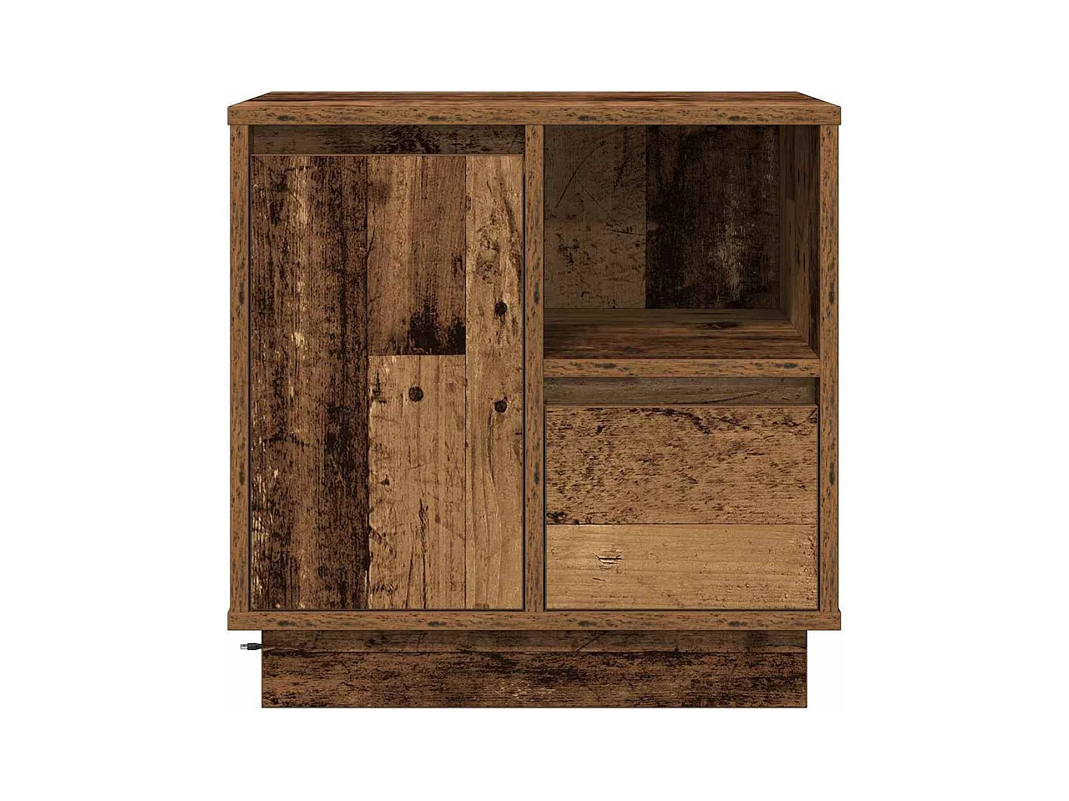 Lot de 2 Tables de chevet avec rangement Bois Ancien 50x34.5x50 cm.