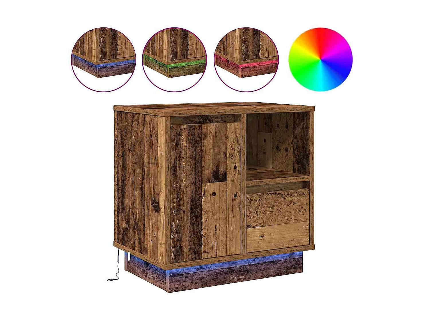 Nachttisch 2er Set-Beistelltisch Altholz 50 x 34,5 x 50 cm Holzwerkstoff SHL10948