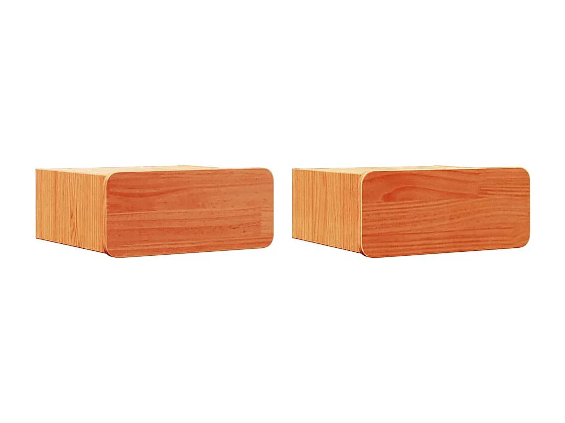 Mesa de Noche | Mesa auxiliar con cajón 2 uds. Marrón cera 39x34x16.5 cm