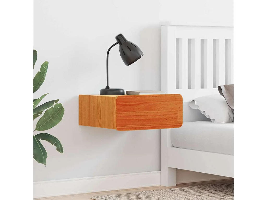 Mesa de Noche | Mesa auxiliar con cajón 2 uds. Marrón cera 39x34x16.5 cm