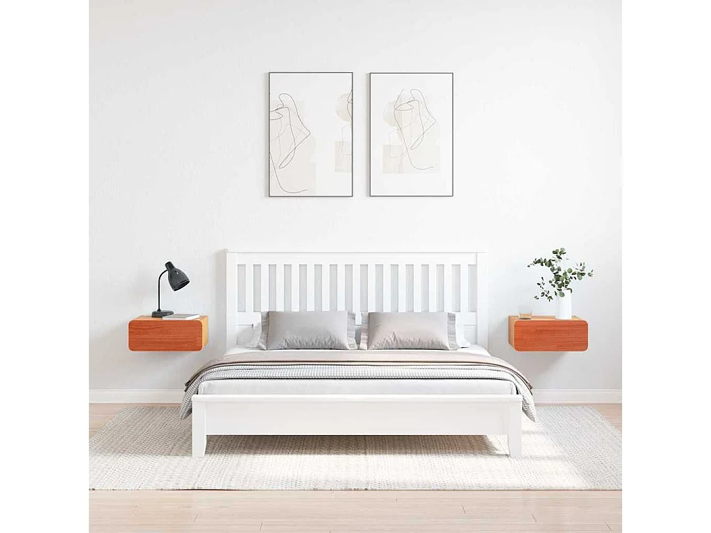 Mesa de Noche | Mesa auxiliar con cajón 2 uds. Marrón cera 39x34x16.5 cm