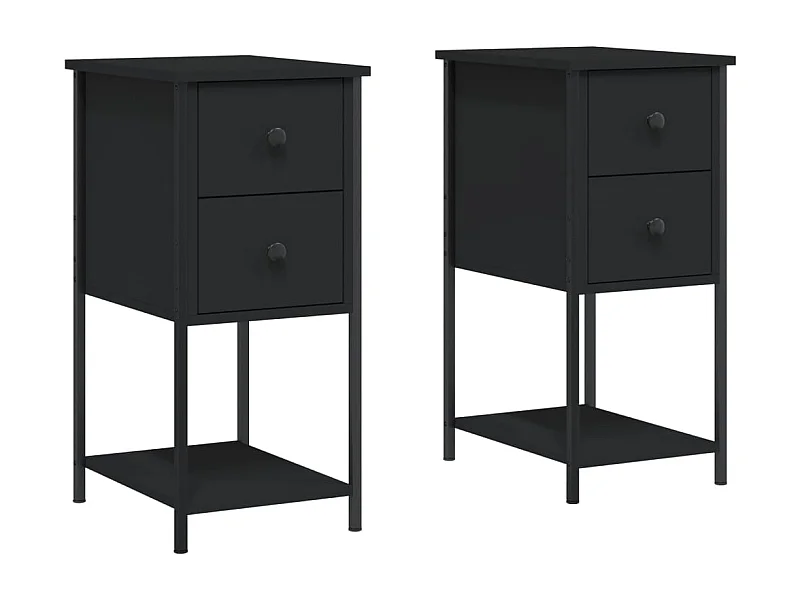 Mesitas de noche | Mesilla de noche 2 uds madera de ingeniería negro 32x42x70 cm