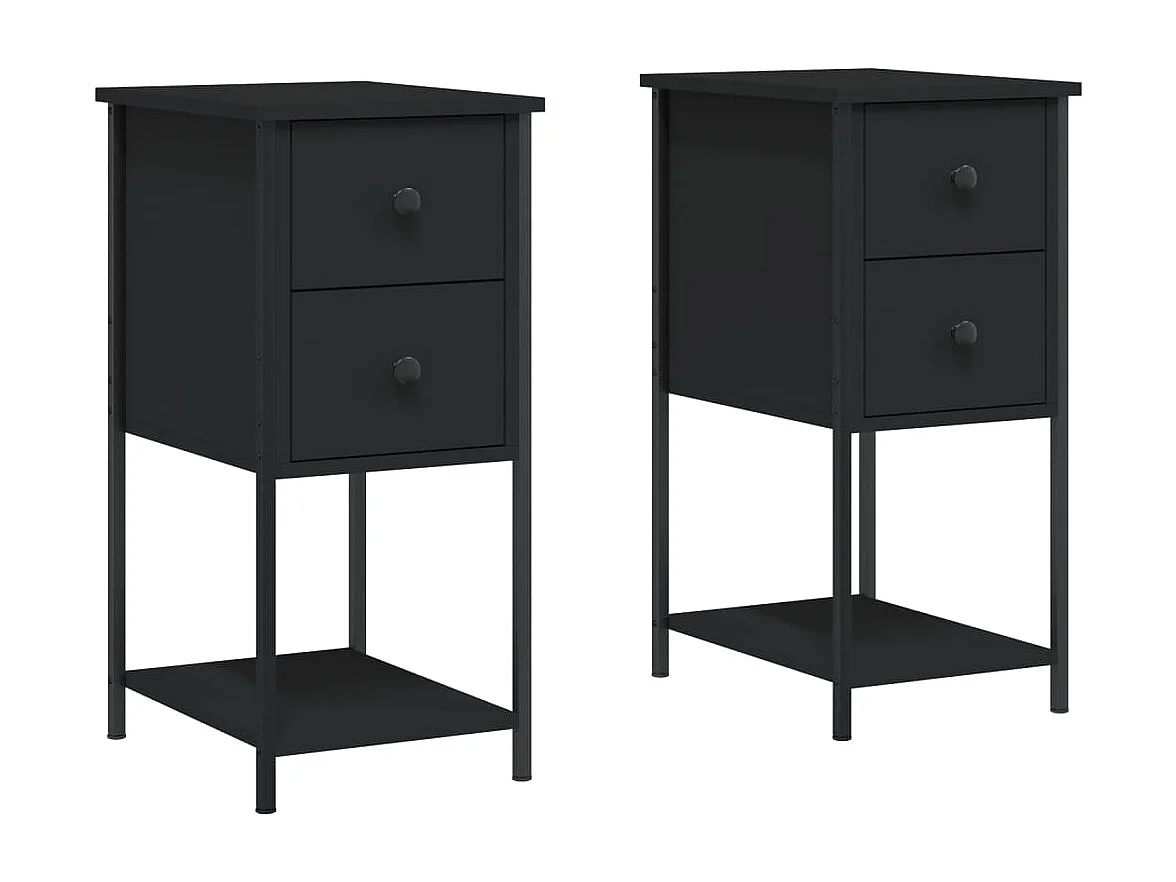 Mesitas de noche | Mesilla de noche 2 uds madera de ingeniería negro 32x42x70 cm