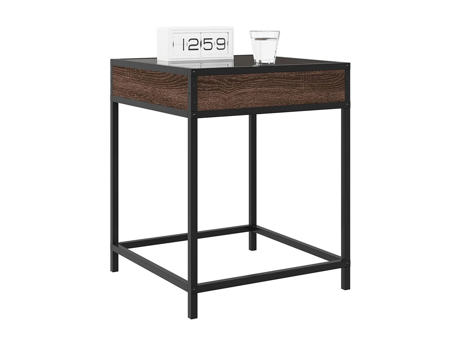 Nachttisch-Beistelltisch mit Infinity-LED Braun Eichen-Optik 40x40x51 cm SHL43386