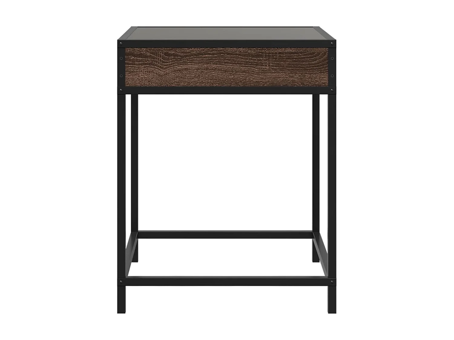 Nachttisch-Beistelltisch mit Infinity-LED Braun Eichen-Optik 40x40x51 cm SHL43386