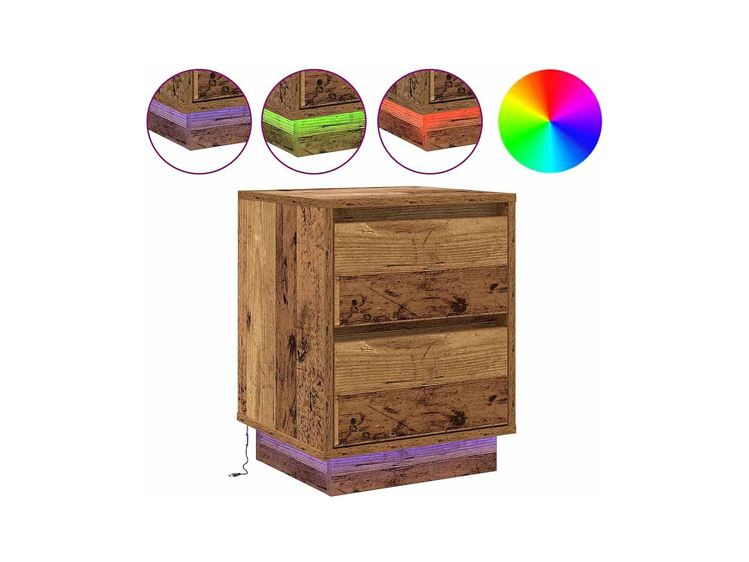 Mesita de Noche | Armario de Noche 2 uds con cajón Madera Vieja 39x34.5x50 cm