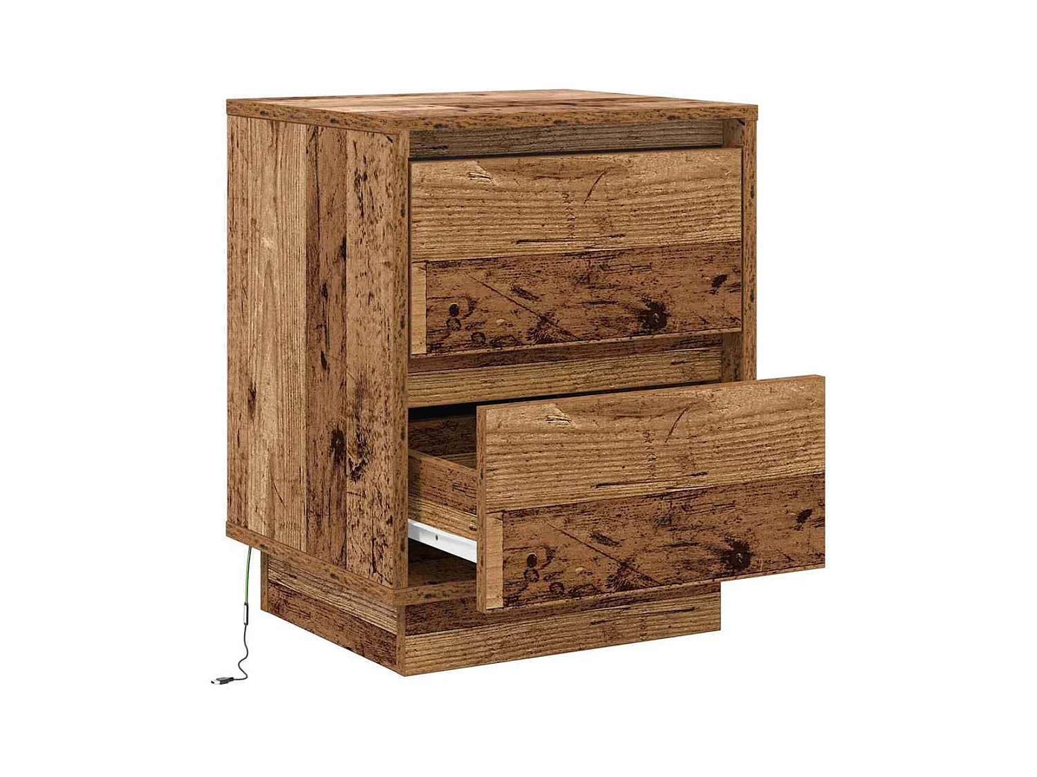 Mesita de Noche | Armario de Noche 2 uds con cajón Madera Vieja 39x34.5x50 cm