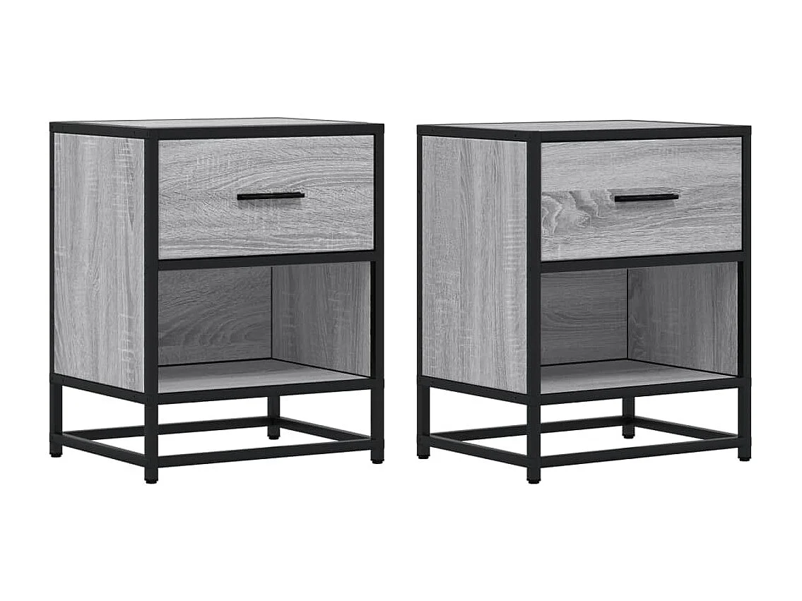 Nachttisch 2er Set-Beistelltisch-Nachttischkommode Grau Sonoma 40x31x50 cm Holzwerkstoff SHL66402