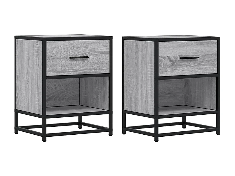 Nachttisch 2er Set-Beistelltisch-Nachttischkommode Grau Sonoma 40x31x50 cm Holzwerkstoff SHL66402