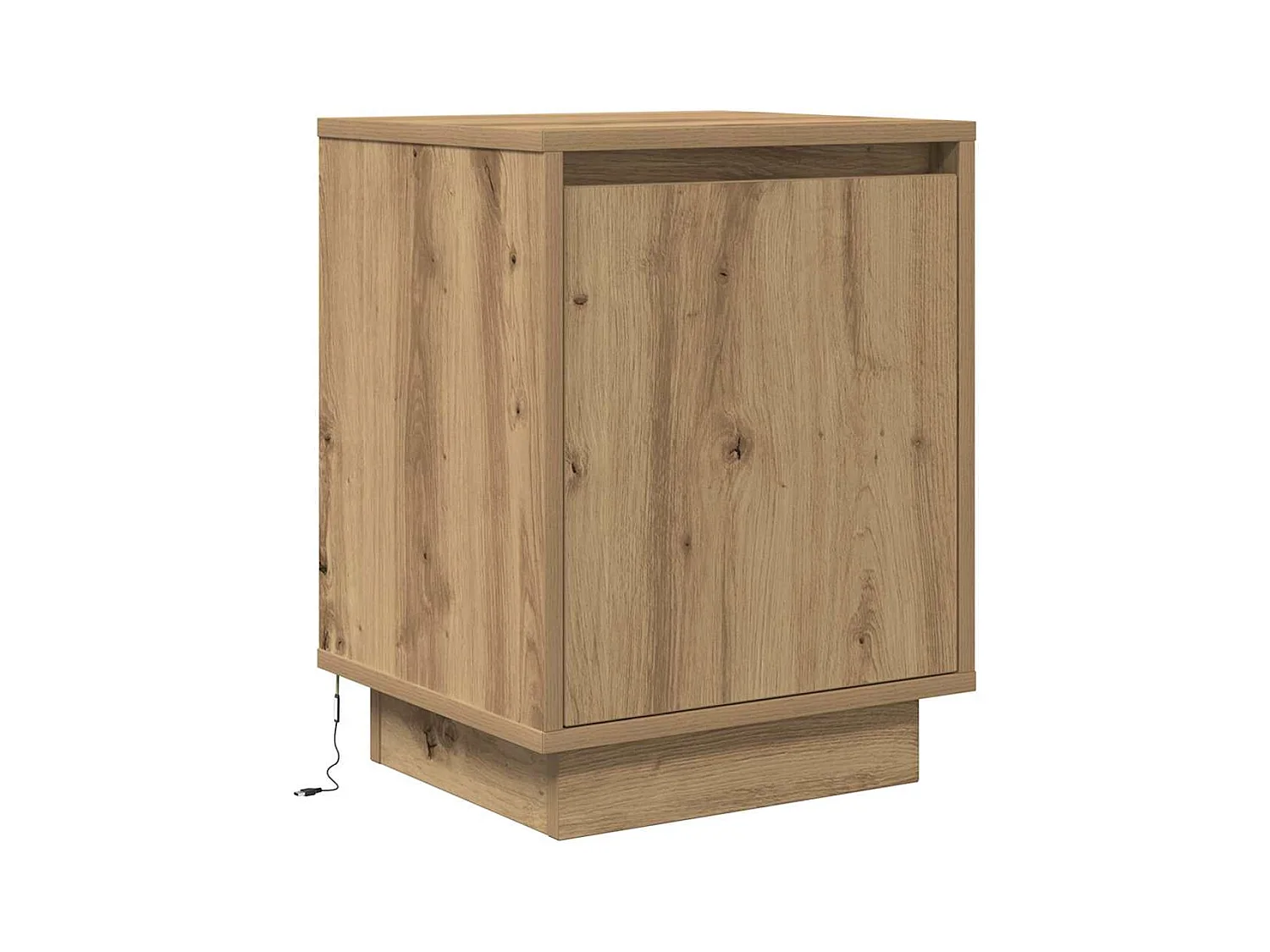 Mesilla de noche | Mesita de noche con luces LED roble artesanal 38x34x50 cm