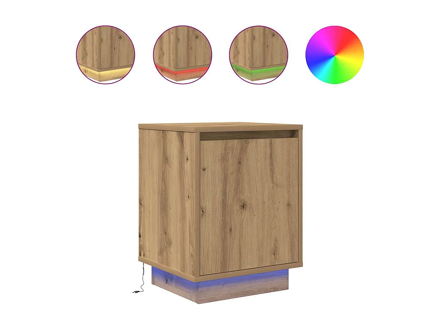 Nachttisch-Beistelltisch mit LED-Leuchten Artisan-Eiche 38x34x50 cm SHL32381