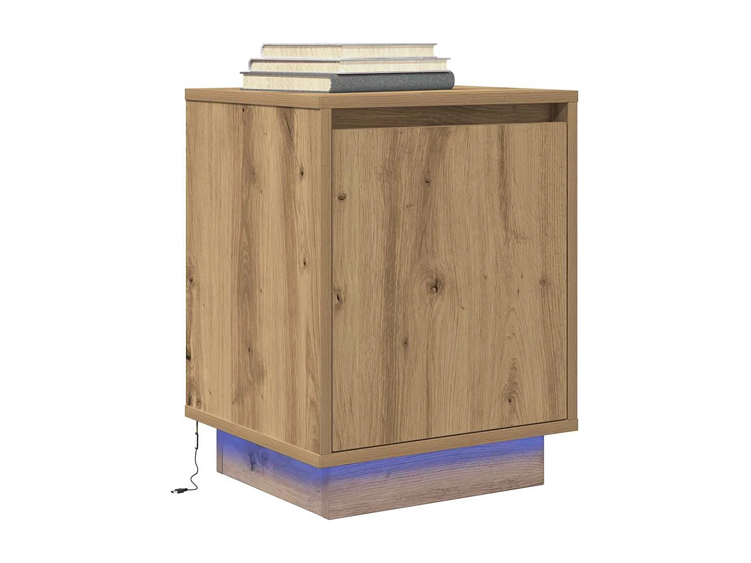 Nachttisch-Beistelltisch mit LED-Leuchten Artisan-Eiche 38x34x50 cm SHL32381