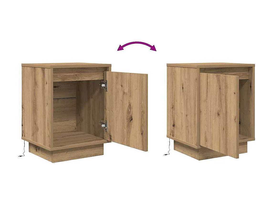 Nachttisch-Beistelltisch mit LED-Leuchten Artisan-Eiche 38x34x50 cm SHL32381