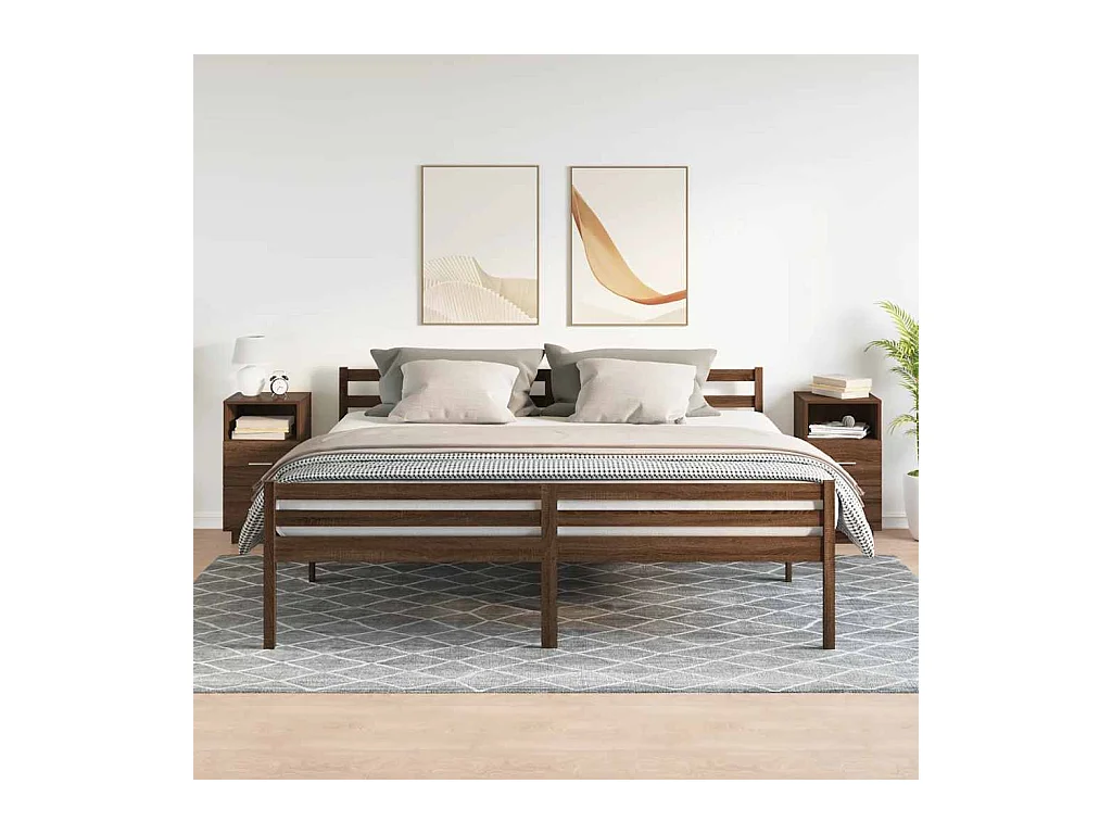 Mesillas de noche | Mesita de noche 2 uds con 2 cajones roble marrón 36x36x68 cm