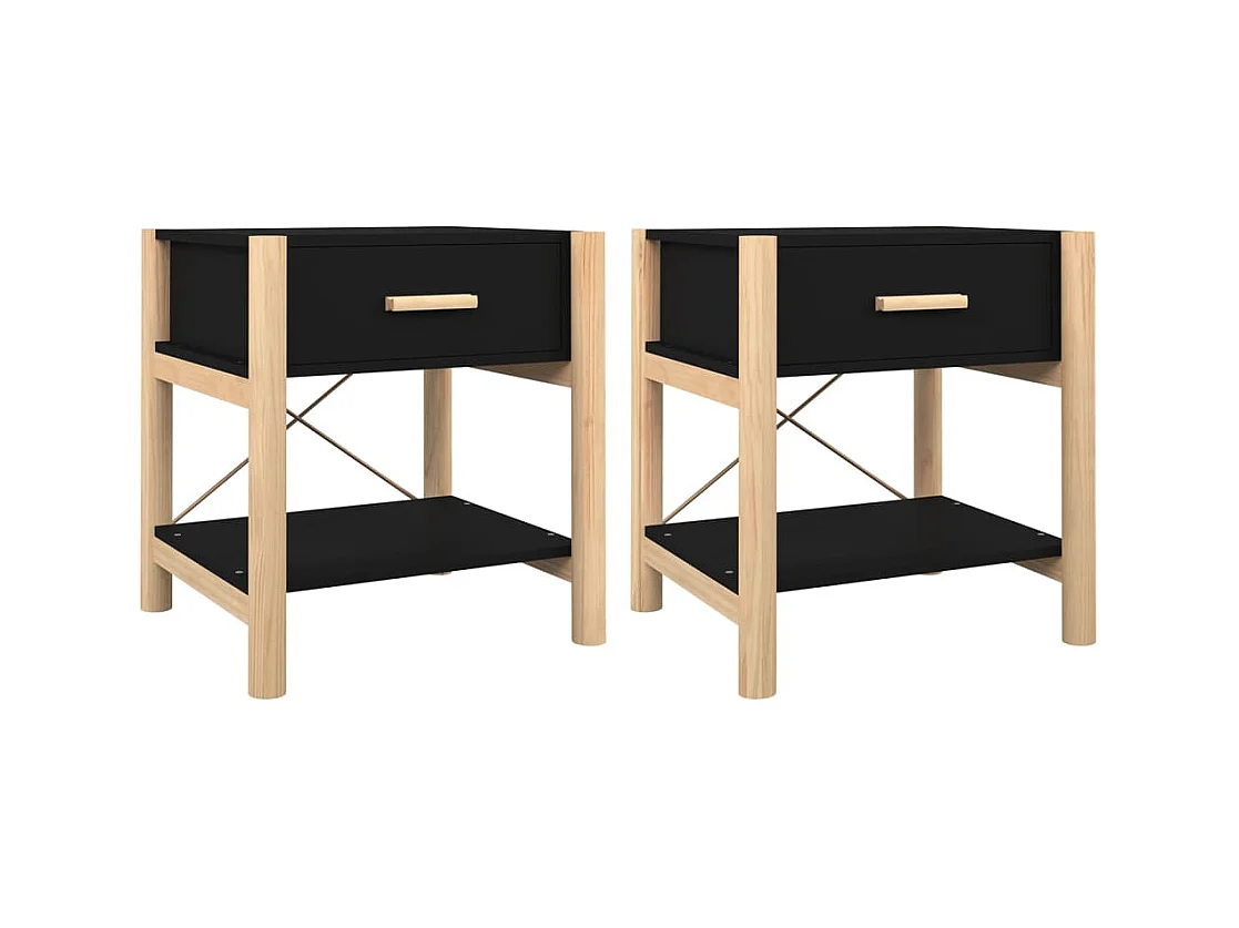 Tables de chevet-Tables d'appoint 2 pcs Noir 42x38x45 cm Bois d’ingénierie