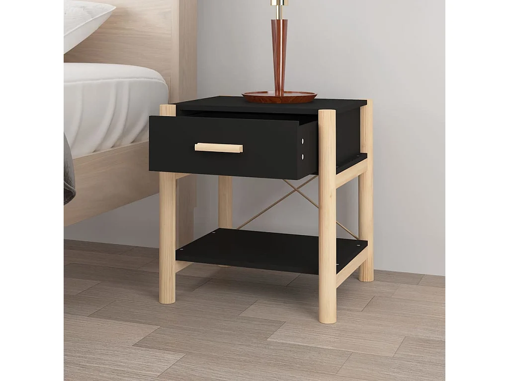 Tables de chevet-Tables d'appoint 2 pcs Noir 42x38x45 cm Bois d’ingénierie
